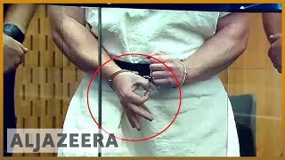 🇳🇿 NZ mosque attacks suspect flashes white power sign in court  Al Jazeera English [upl. by Sibelle]