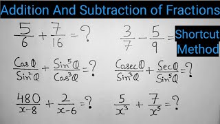 Addition and Subtraction of Fractions How to find LCM Shortcut method [upl. by Kincaid]