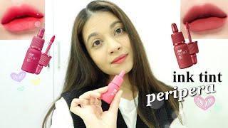 TRYING PERIPERA INK VELVET  AFFORDABLE KOREAN LIP TINTS IN INDIA  KBEAUTY [upl. by Eiramrebma]