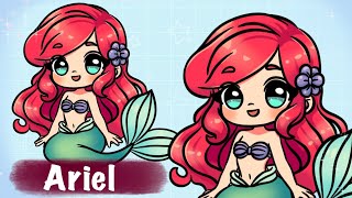 How to Draw Ariel the Little Mermaid  Cute and Easy Tutorial [upl. by Latsyrcal]