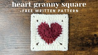 Crochet Heart Granny Square Tutorial amp Free Written Pattern [upl. by Marlena965]