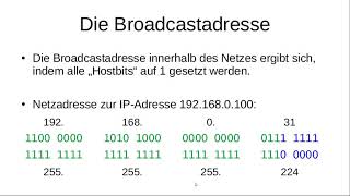 Alternativnotation der Subnetzmaske Netzadresse Broadcastadresse und Netzgröße [upl. by Platon]