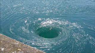 Real large vortex  whirlpool at SaintMalo Barrage de la Rance [upl. by Chambers]