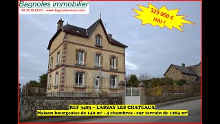 REF 3483  Lassay Les Châteaux  Maison bourgeoise de 140 m² avec 4 chambres et jardin de 1283 m² [upl. by Orferd926]