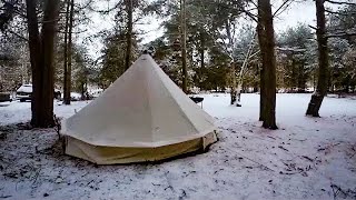 Snow Camping in a Hot Tent with Friends in the Woods [upl. by Stillman534]