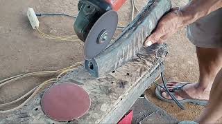 This man forged a rotary blade into a sharp machete with a handle and buffalo horn frame metal [upl. by Martynne]