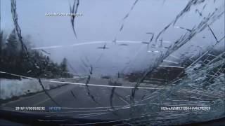 Falling Snow Smashes Windshield [upl. by Nylodam261]