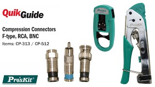 QuikGuide How To Crimp Compression Connectors Ftype RCA BNC [upl. by Beller]