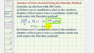 Ex Determine the Least Number of Votes Needed Using the Plurality Method [upl. by Noletta132]