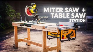 Simple but Highly Functional WORKBENCH with Table Saw and Miter Saw Stations [upl. by Aivital]