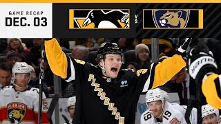 GAME RECAP Penguins vs Panthers 120324  Pickering Records First NHL Goal [upl. by Brinna]