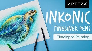 TIMELAPSE  Creating Lifelike Art With Arteza Inkonic Fineliner Pens  Arteza [upl. by Eiggam266]