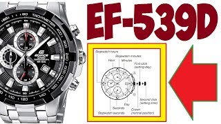 Casio Edifice EF539D1A set time date chronograph [upl. by Madriene368]