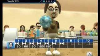 Wii Sports  bowling perfect 300 all curved shot [upl. by Buroker]