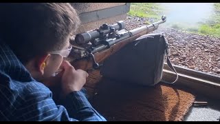 Firing JP Sauer amp Sohn Kar 98k rifle with Carl Zeiss ZF39 Optic at 200 meters [upl. by Repinuj]