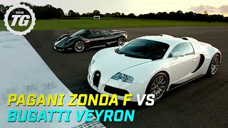 Pagani Zonda F vs Bugatti Veyron Drag Race  Top Gear  BBC [upl. by Toogood]