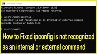 How to Fixed ipconfig is not recognized as an internal or external command [upl. by Oitaroh]