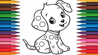 Drawing Puppy How to Draw Dog Coloring Book Fun Painting Dog Coloring Page [upl. by Rice]