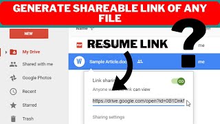 Create shareable link of a file  Google Drive  Share resume with link  Share file with a link [upl. by Craw858]