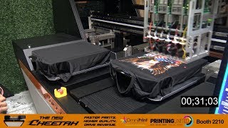 FASTEST DTG Printer Ever At PRINTING United 2019  The NEW Cheetah Industrial DTG [upl. by Florentia]